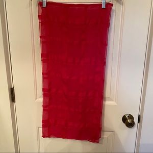 SCARF PINK BARBIECORE SHEER PLAID WINDOWPANE WRAP ACCESSORY LONG RECTANGLE